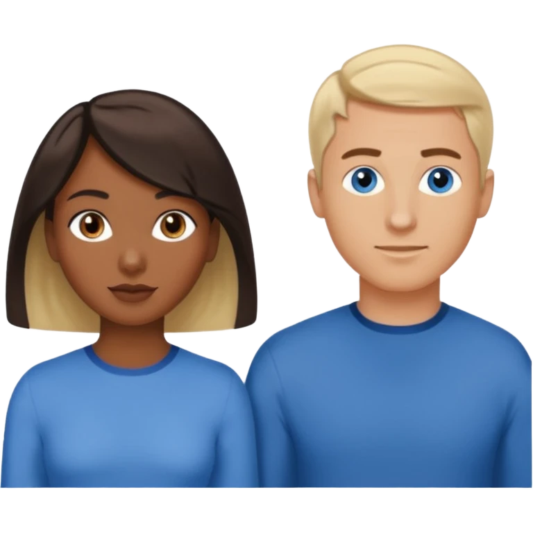 3 Friends standing side by side, charlie's angels style: 1 black woman with a short flat pressed bob, 1 hispanic man with a thin nose and long hair, and 1 white guy with blue eyes and a short brown-blonde haircut emoji