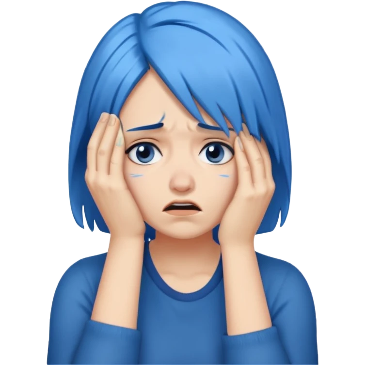 Facepalm woman with blue hair emoji