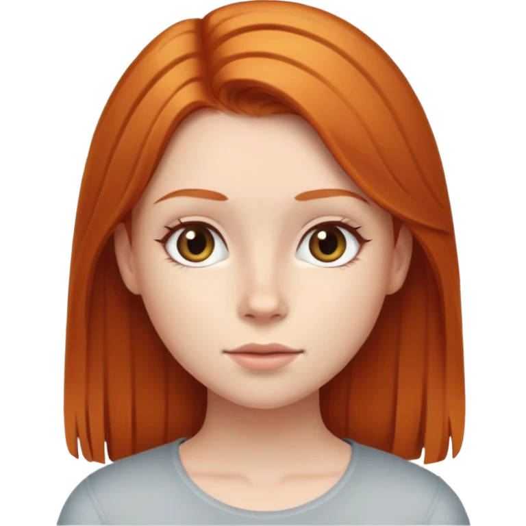 Ginger, straight hair, girl emoji