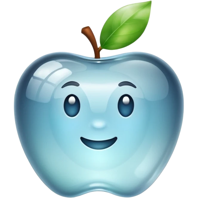 transparent clear apple shaped, shiny and translucent glass style emoji