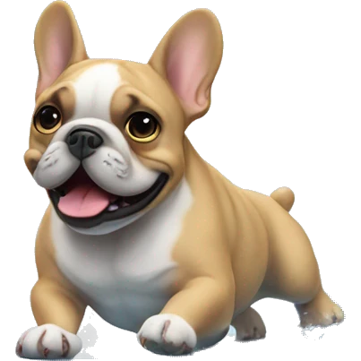 french bulldog riding a wave emoji