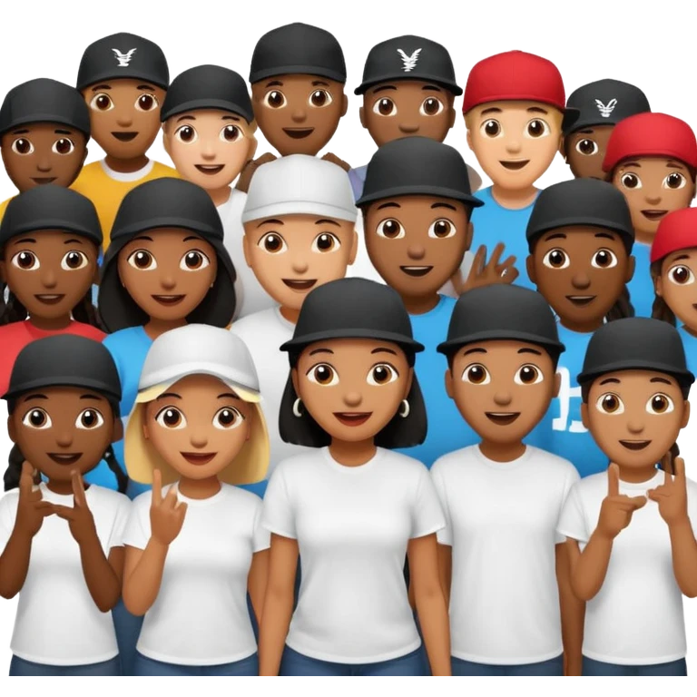 African American crowd of fans men and women at a rap concert emoji