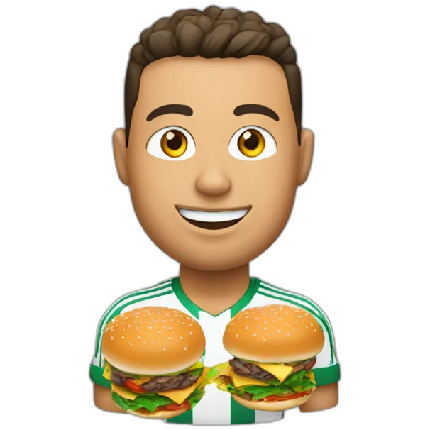 ronaldo avec une médaille mangeant un hamburger emoji