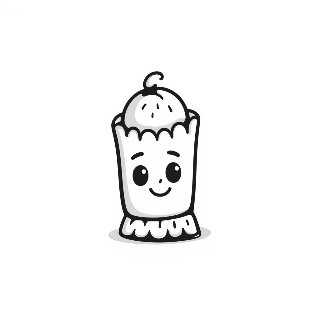 cartoon doodle of a butter stick with a smiley face emoji