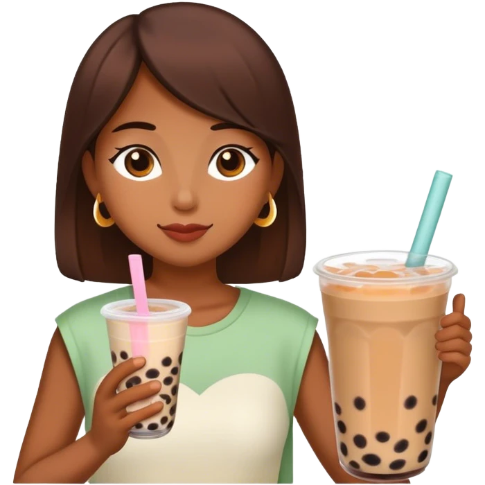 brown skin drinking boba tea emoji