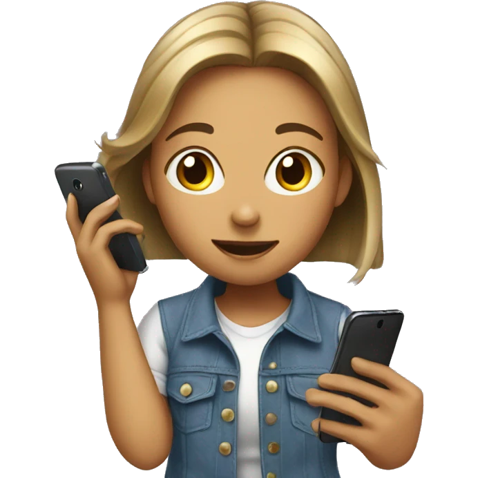 girl with phone indoors emoji