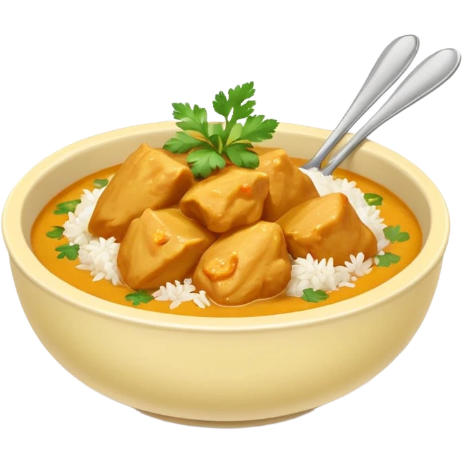 chicken curry in a bowl with rice emoji