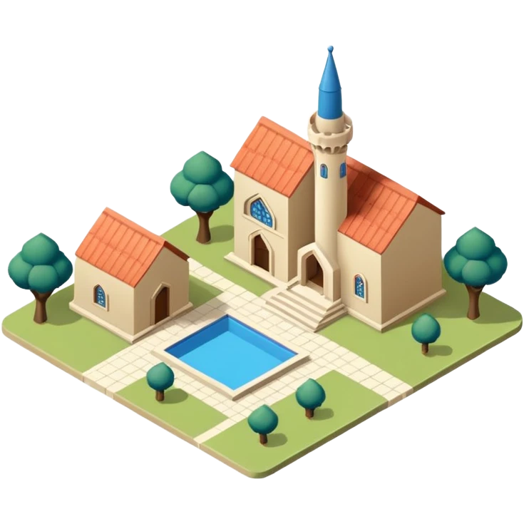 little city and many, small, ordinary, simple, home, Iranian-style, 1980, isometric emoji