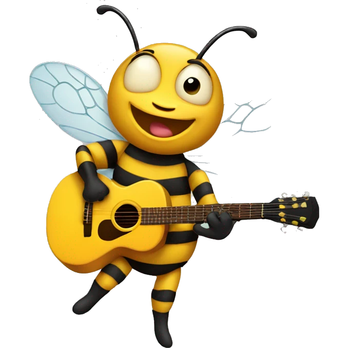 Bee playing a guitar emoji
