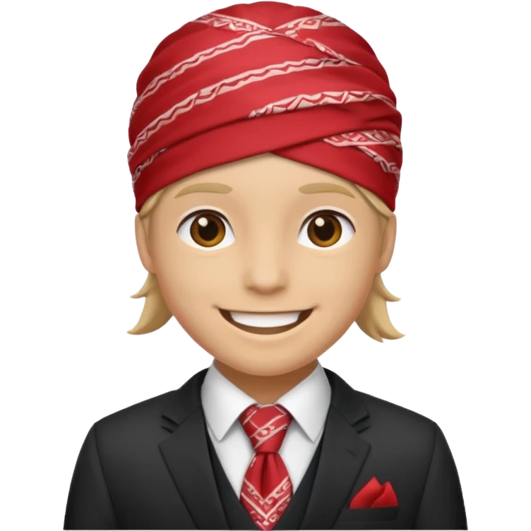 Character wearing a bandana and a suit emoji