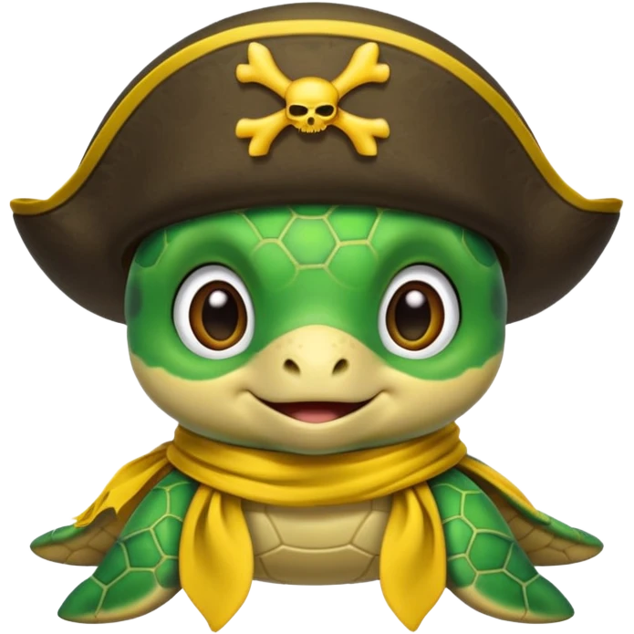 cute sea turtle wearing a yellow pirate scarf emoji