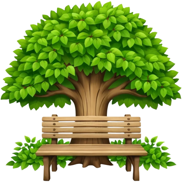 Bench facing at the front with a tree emoji