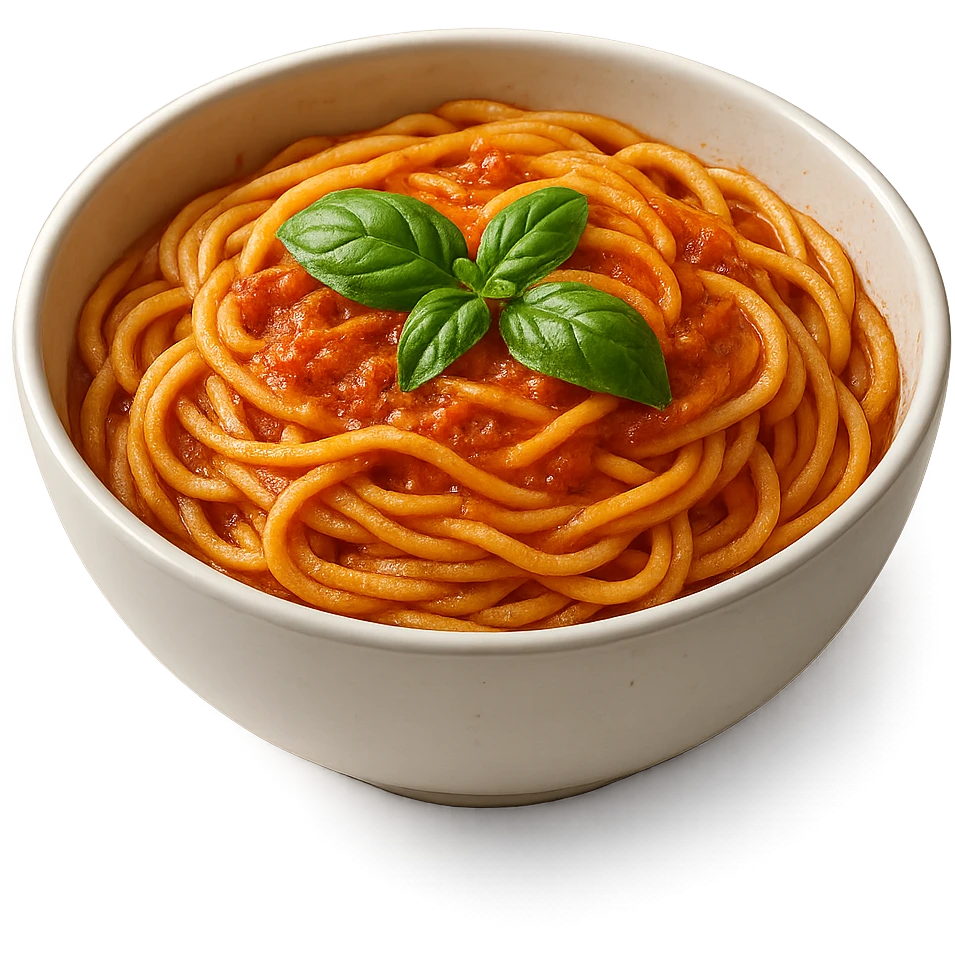 bowl di pasta al sugo, iperrealistico 4k emoji