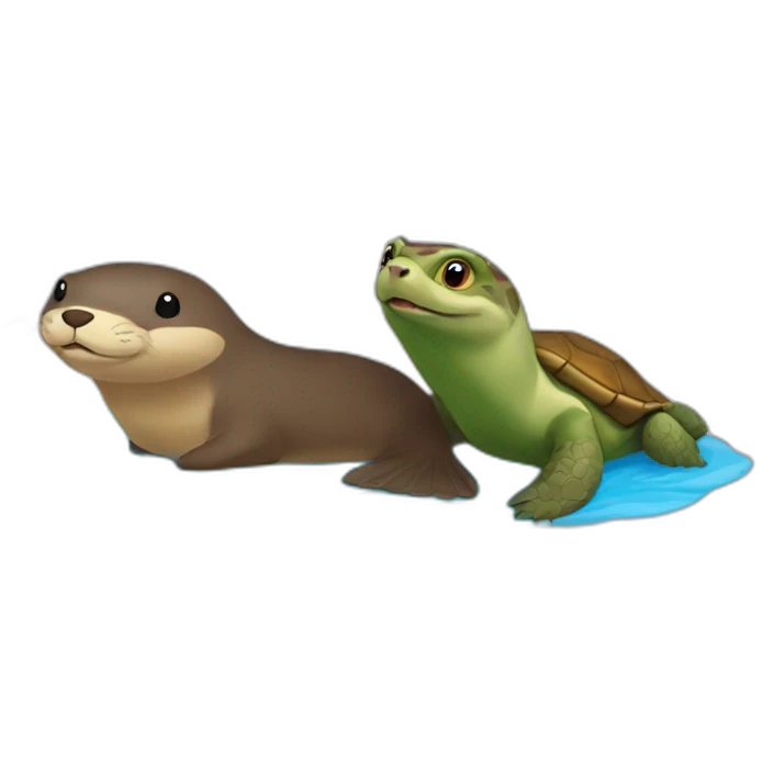 Une loutre et une tortue emoji