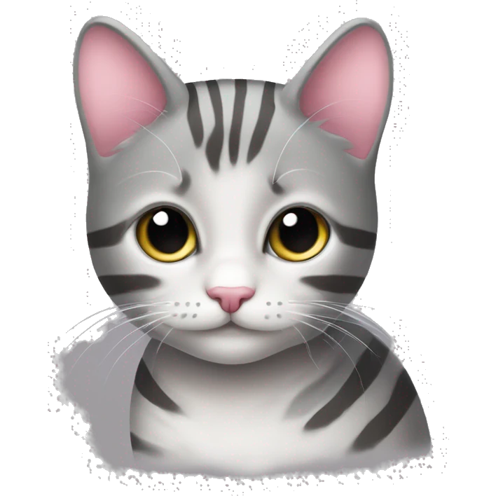 Gatto con le righe grigie e naso rosa a pelo corto e gatto grigio scuro con pelo lungo emoji