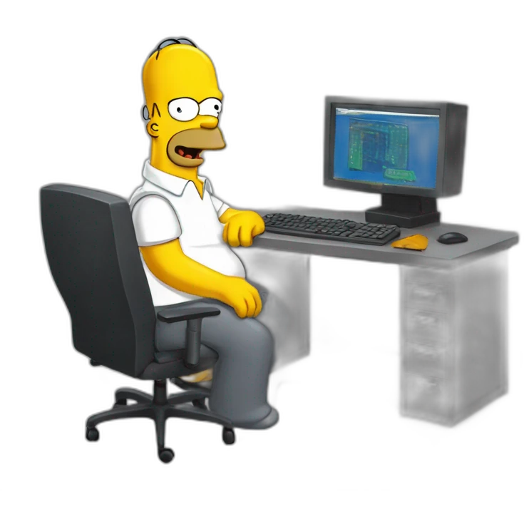 Simpson men using a PC emoji