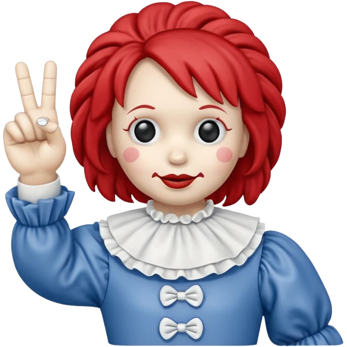 raggedy ann doll flipping off with middle finger creepy  emoji