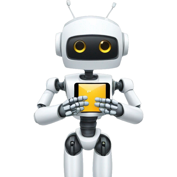 robot looking at his iphone emoji