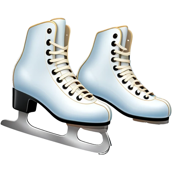 An icon showing a pair of elegant ice skates gliding across a smooth, frozen rink with snowflakes in the air. In the background, twinkling lights, winter trees, and cheering spectators create a festive atmosphere. Transparent background highlights the grace and charm of ice skating. emoji