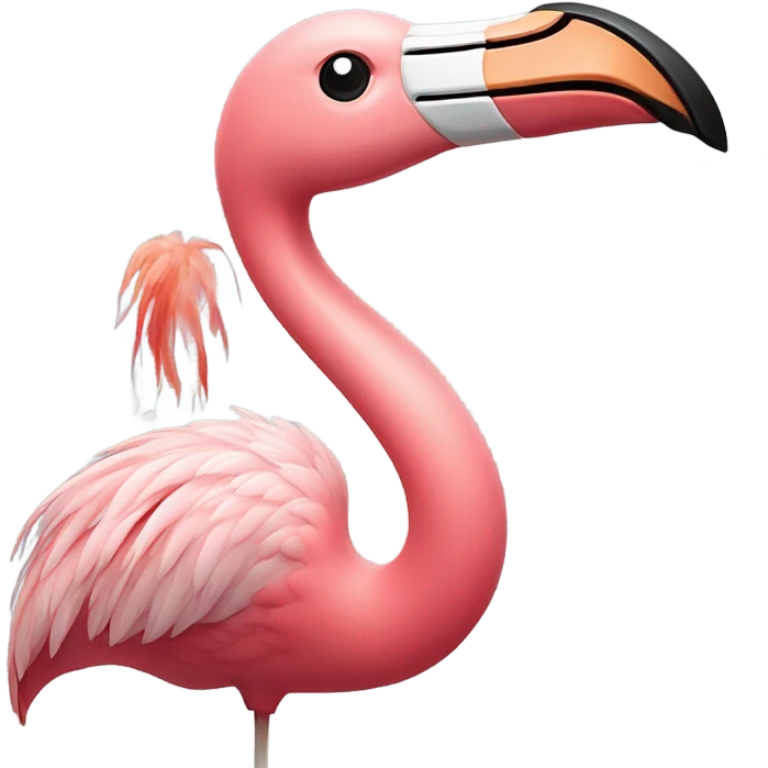 Flamingo with smoke hanging out his mouth emoji