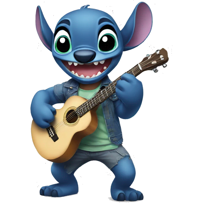 Stitch playing guitare  emoji