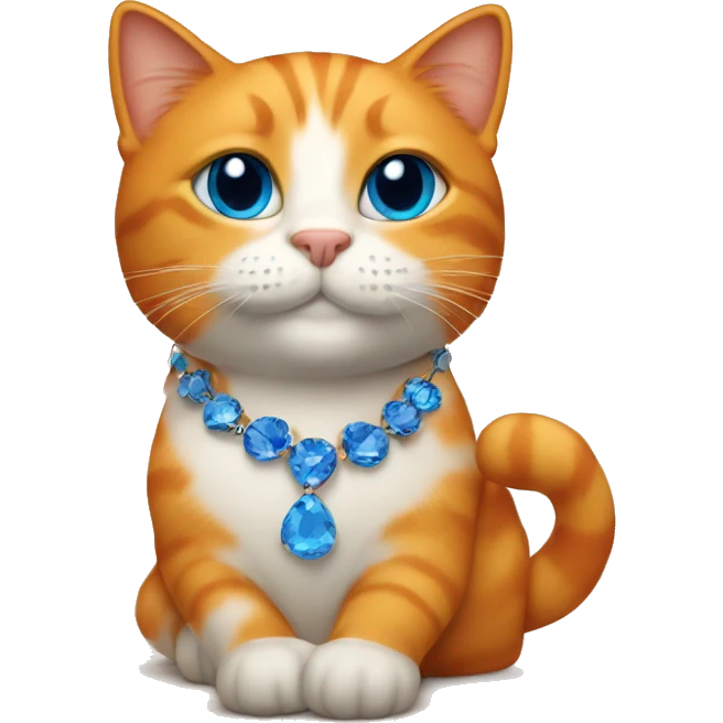 Orange cat with blue necklace emoji