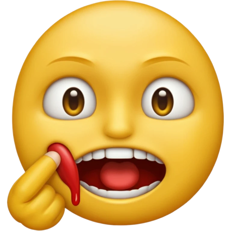 Emoji jaune qui ce mord les doigts comme si il draguait emoji