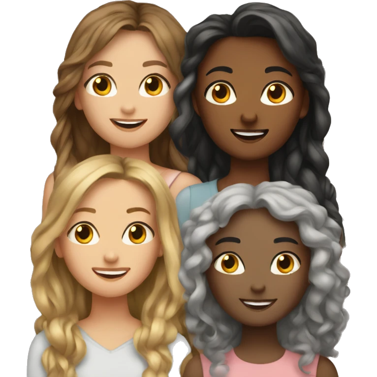  four girls on one picture emoji