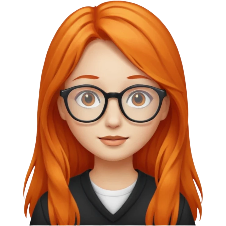Girl with long orange hair and glasses emoji