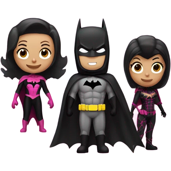Batman and pink spiderwoman emoji
