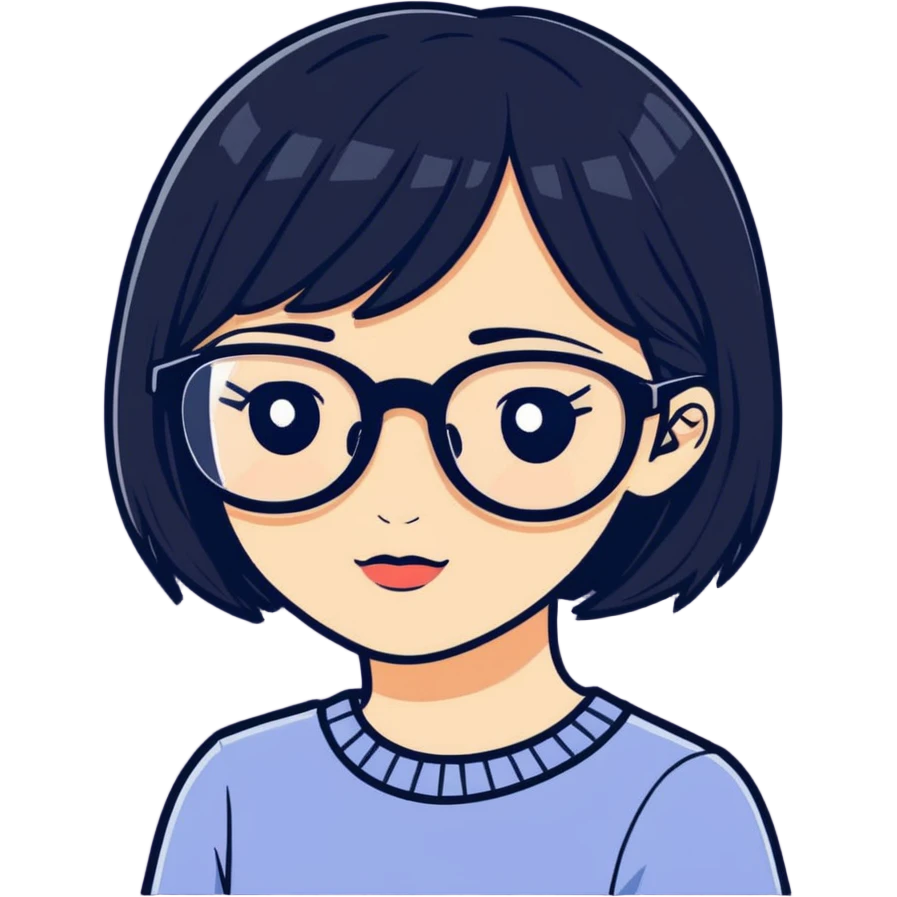 white baddie pretty girl with black hair and glasses emoji