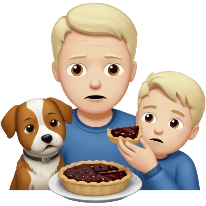 Sad man eats a pie. While i throw his dog at berlin emoji