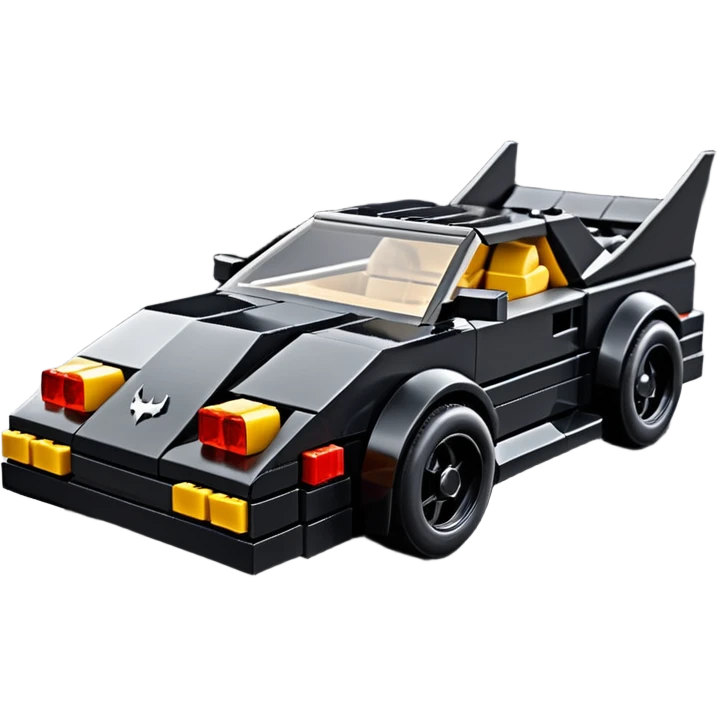  the animated series Batman aerodynamic opulent dark knight Lego futuristic concept loosely based on Toyota 1986 AE86 (flat long straight faceted mechanical body) winged stealthy street hot rod  emoji