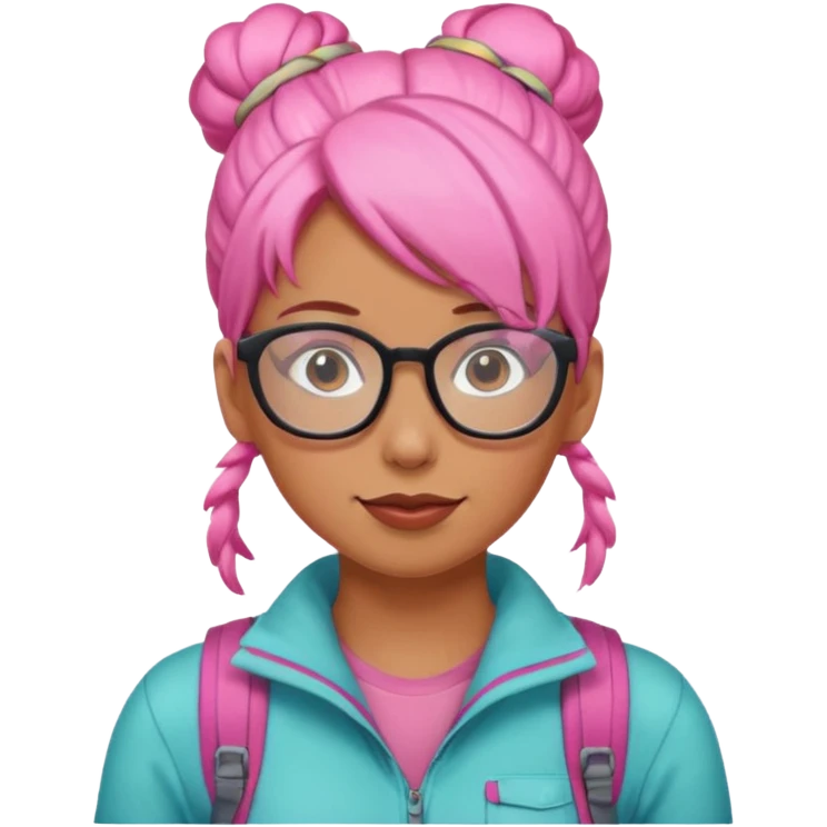 climber woman with pink bun hair and glassess emoji