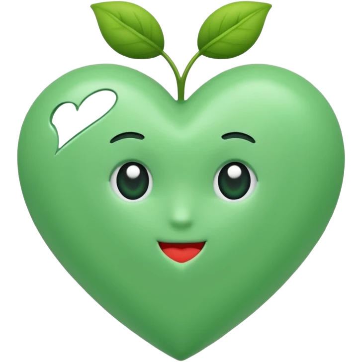 Un corazón de color verde en una tonalidad claridad sin ninguna decoración, solo el corazón  emoji