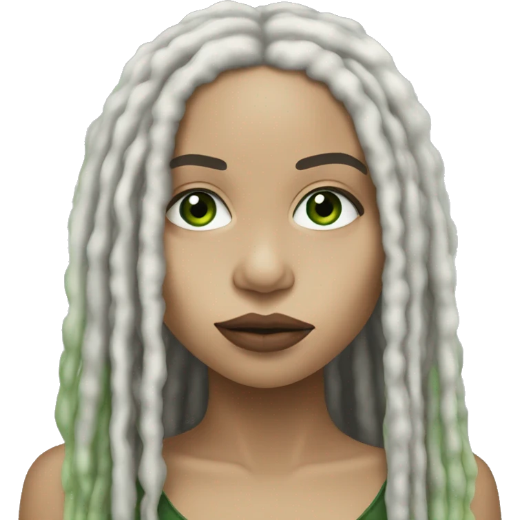 Zoë Kravitz, portrait, with dread, white skintone, green eyes emoji