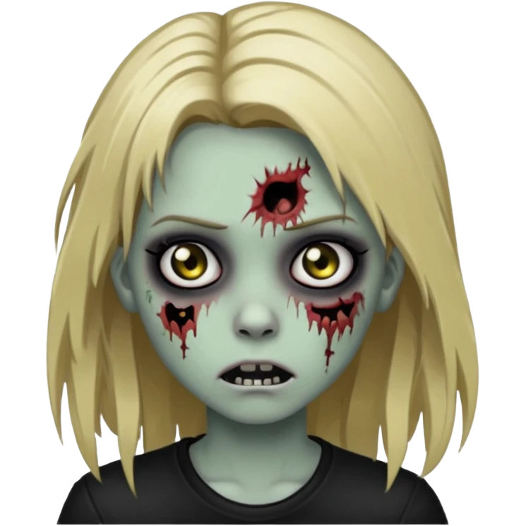 girl zombie with long dark blonde hair black eyes emo emoji