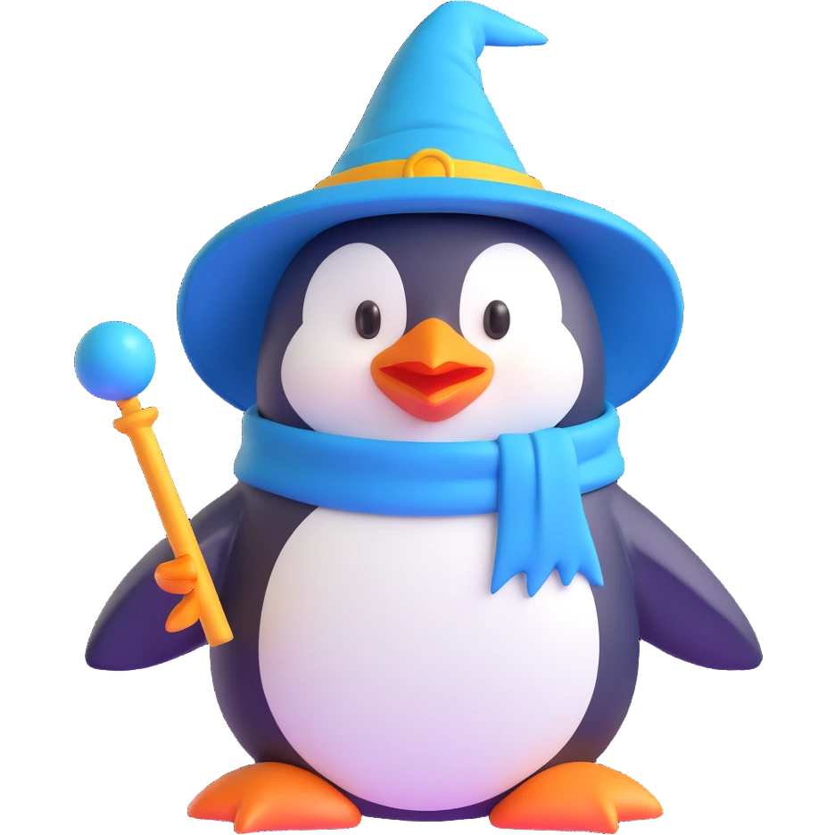 A penguin wizard emoji