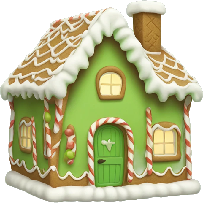 Cosy light green gingerbread house  emoji