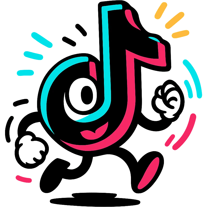 animated TikTok logo, vibrant colors, dynamic motion, modern style emoji