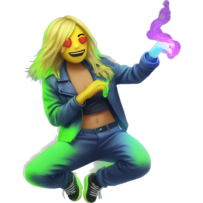 Rave party dancing neon smoking emoji