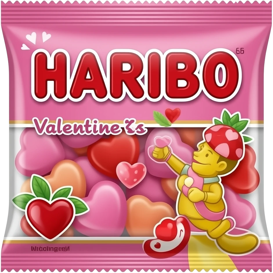 Pack of Haribo valentines heart gummies emoji