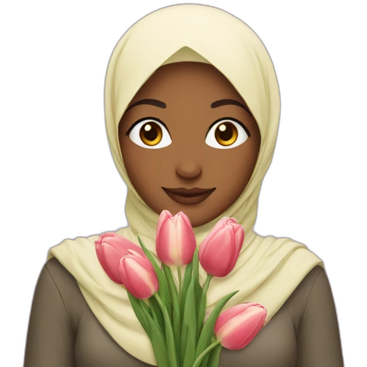 Hijabi girl with tulips emoji