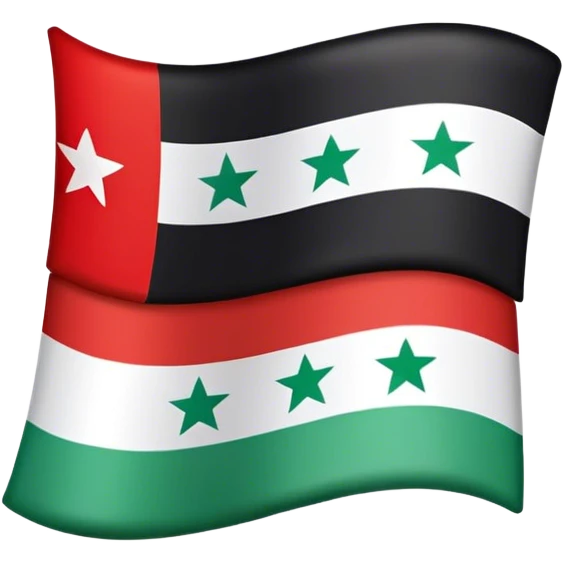 Syrian flagg butt green on the topp and white in the middle with 3 red stars and black on the last part emoji