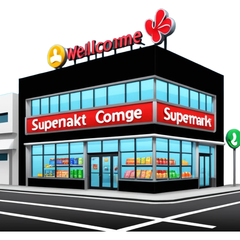 create a supermarket shop front, that looks like a wellcome store emoji