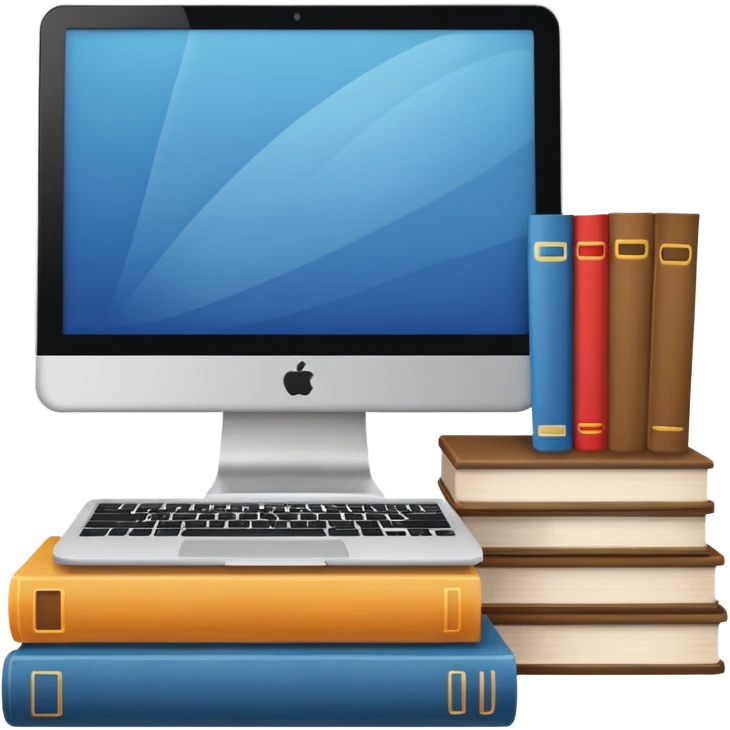 Computer and books emoji