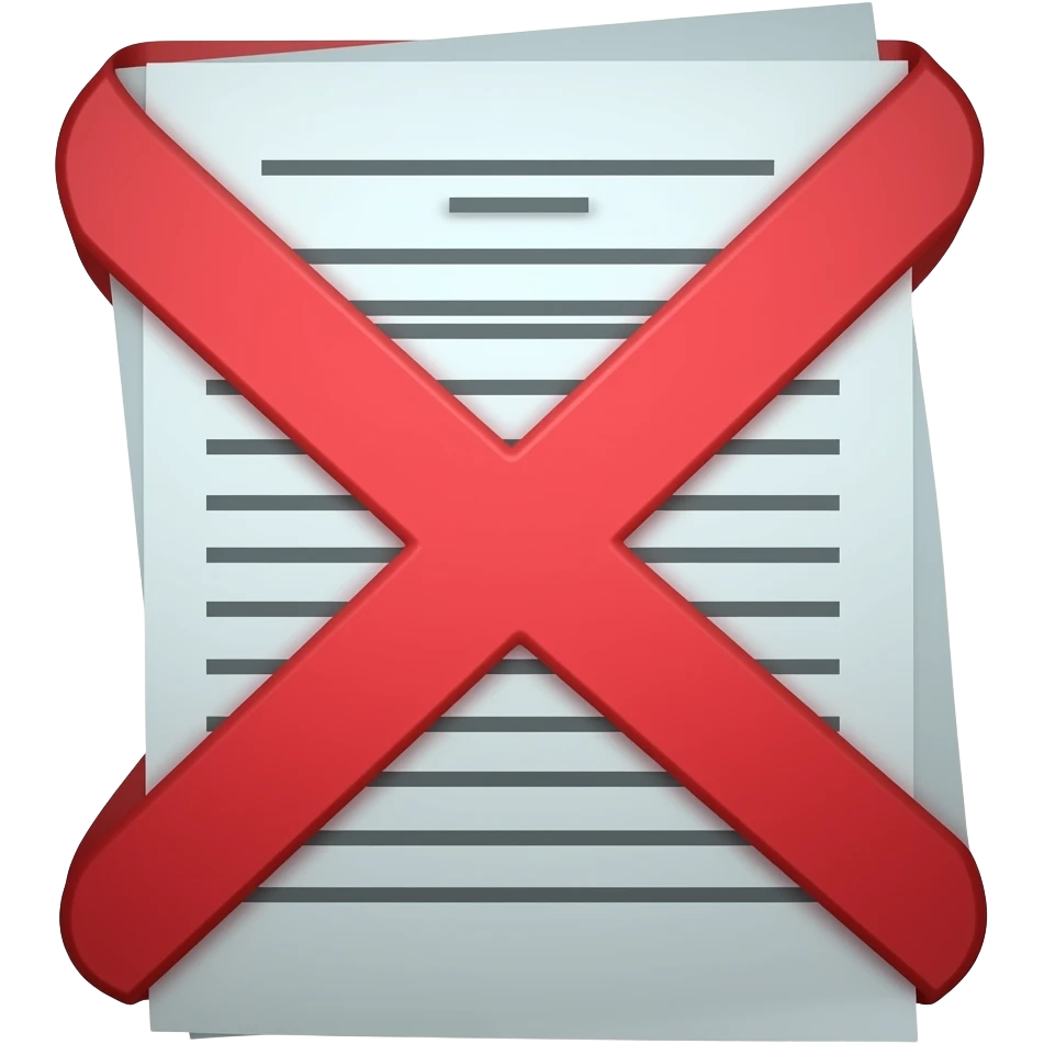 Strike a document with a cross red emoji