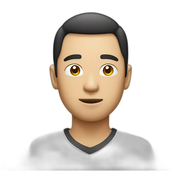 asian guy with pokerface emoji
