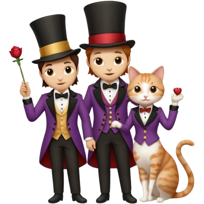 magician couple and their pet cat emoji