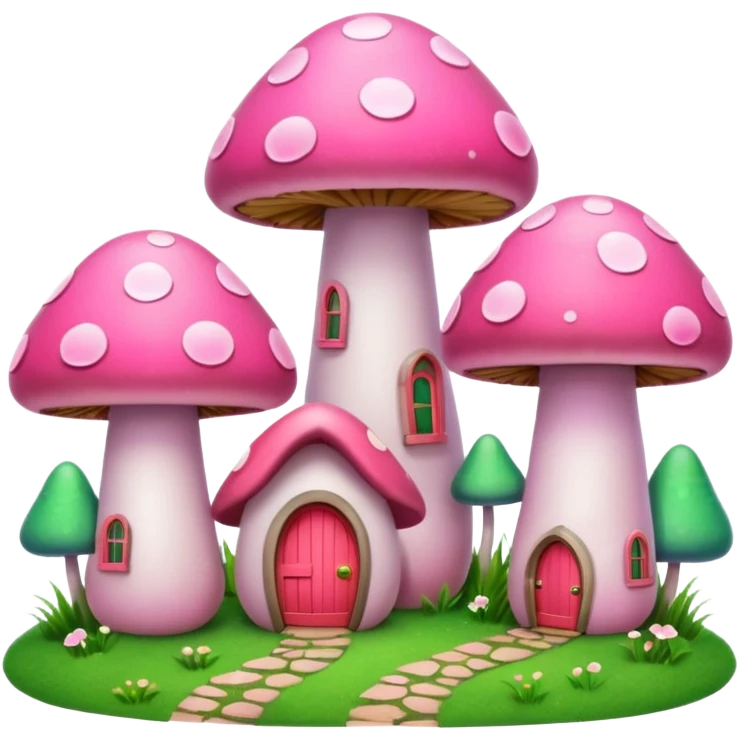 pink mushroom houses emoji